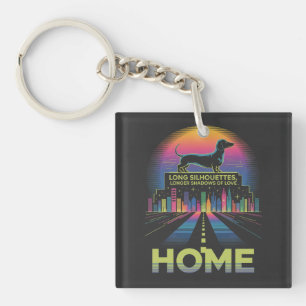 Dachshund Long Silhouettes, Longer Shadows Of Love Key Ring