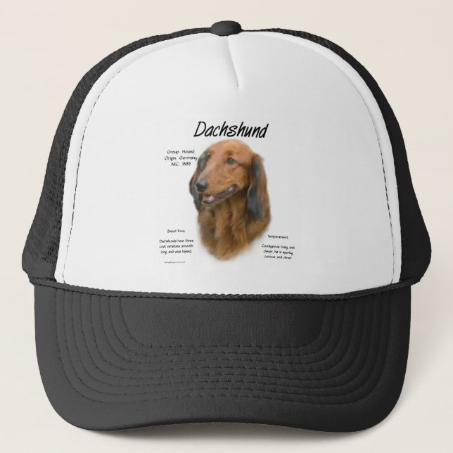 Dachshund (longhair) History Design Trucker Hat (Front)