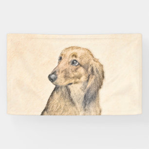Dachshund (Longhaired) 2 Painting Original Dog Art Banner