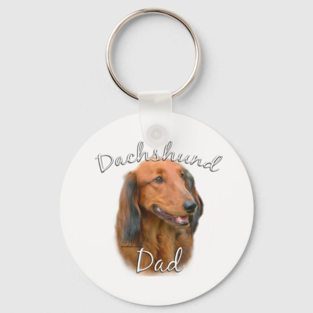 Dachshund (longhaired) Dad 2 Key Ring (Front)