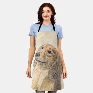 Dachshund (Longhaired) Painting - Original Dog Art Apron