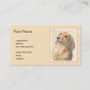 Dachshund (Longhaired) Painting - Original Dog Art Business Card