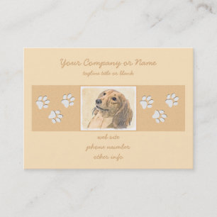 Dachshund (Longhaired) Painting - Original Dog Art Business Card