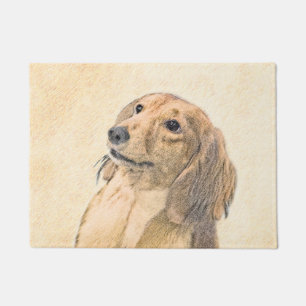 Dachshund (Longhaired) Painting - Original Dog Art Doormat