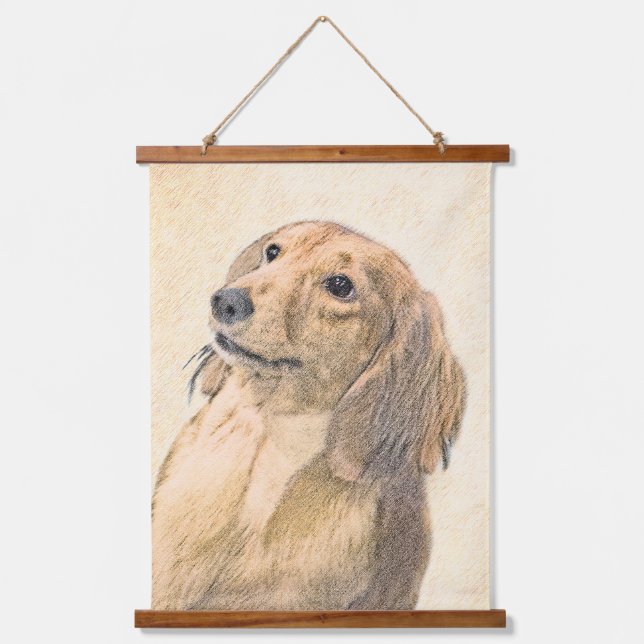 Dachshund (Longhaired) Painting - Original Dog Art Hanging Tapestry (Front)