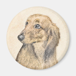 Dachshund (Longhaired) Painting - Original Dog Art Magnet