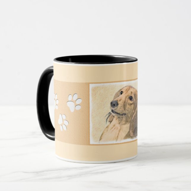 Dachshund (Longhaired) Painting - Original Dog Art Mug (Front Left)
