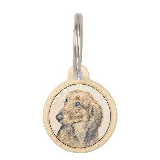 Dachshund (Longhaired) Painting - Original Dog Art Pet Tag