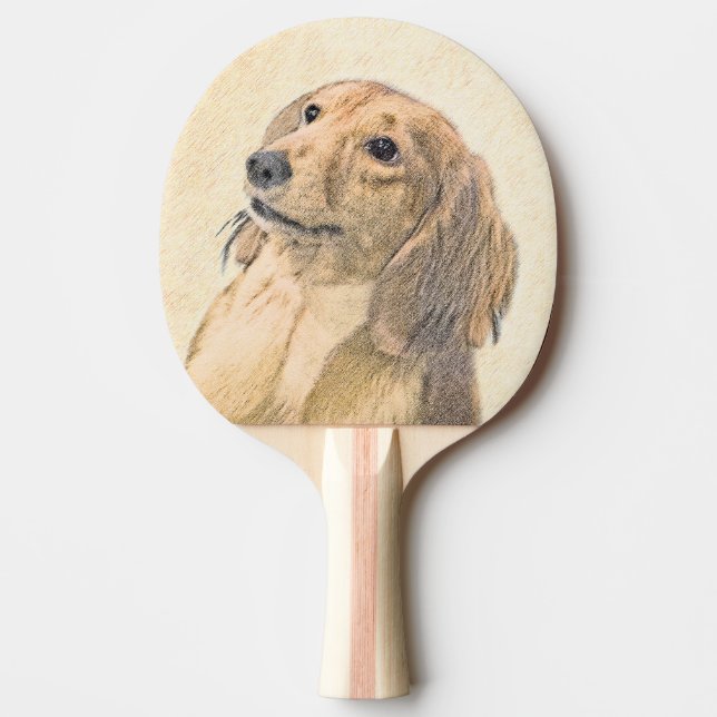 Dachshund (Longhaired) Painting - Original Dog Art Ping Pong Paddle (Front)
