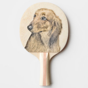 Dachshund (Longhaired) Painting - Original Dog Art Ping Pong Paddle