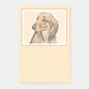 Dachshund (Longhaired) Painting - Original Dog Art Post-it Notes