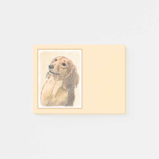 Dachshund (Longhaired) Painting - Original Dog Art Post-it Notes (Front)