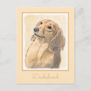 Dachshund (Longhaired) Painting - Original Dog Art Postcard