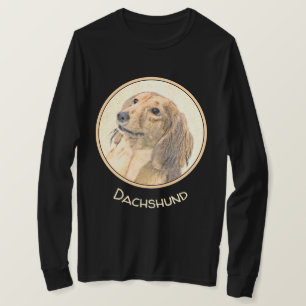 Dachshund (Longhaired) Painting - Original Dog Art T-Shirt