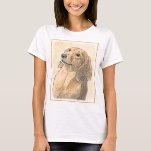 Dachshund (Longhaired) Painting - Original Dog Art T-Shirt