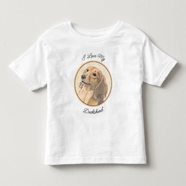 Dachshund (Longhaired) Painting - Original Dog Art Toddler T-Shirt (Front)