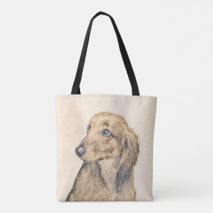 Dachshund (Longhaired) Painting - Original Dog Art Tote Bag
