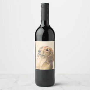 Dachshund (Longhaired) Painting - Original Dog Art Wine Label