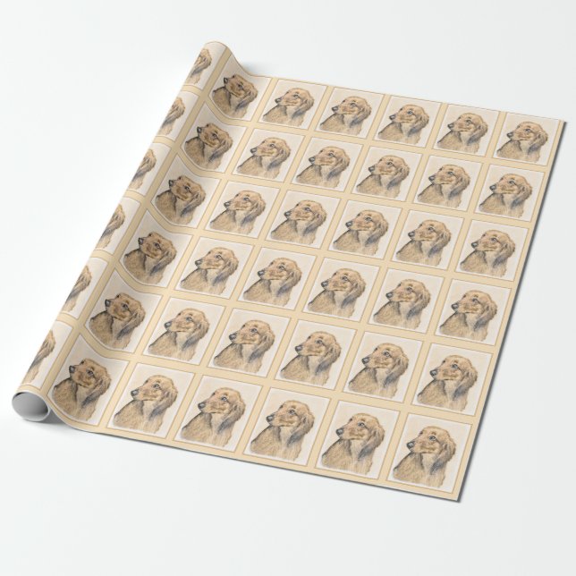 Dachshund (Longhaired) Painting - Original Dog Art Wrapping Paper (Unrolled)
