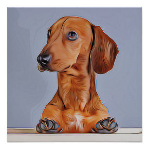 Dachshund Looking Away Doxie Dog Birthday Poster