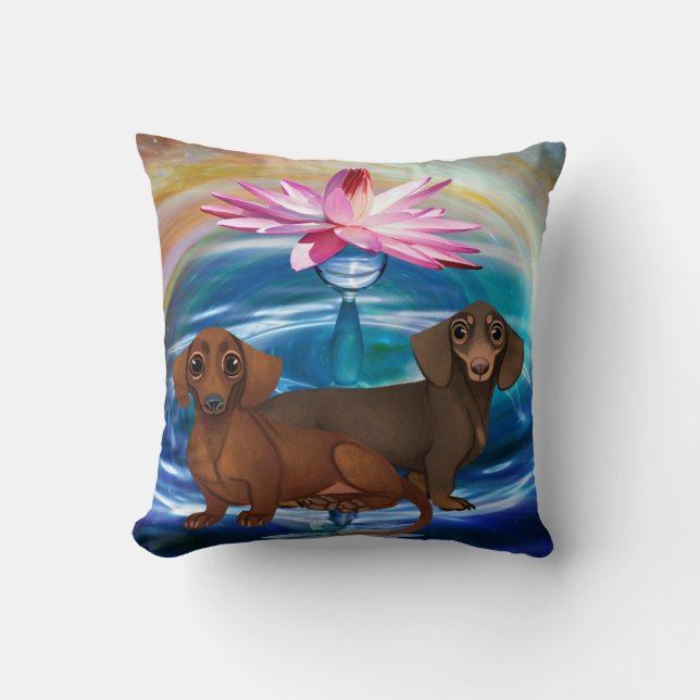 Dachshund Lotus Flower Pillow (Front)