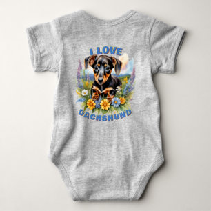 Dachshund Love Baby Bodysuit