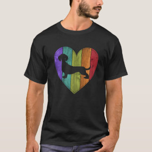 Dachshund Love Colourful Wooden Heart Daschund Pup T-Shirt