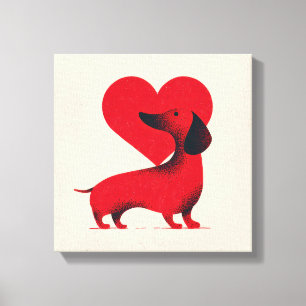 Dachshund Love – Cute Dog Heart Design Canvas Print