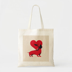 Dachshund Love – Cute Dog Heart Design Tote Bag