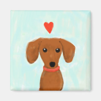 Dachshund Love | Cute Wiener Dog with Heart Magnet