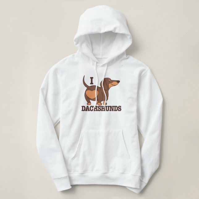 Dachshund Love Dog Hoodie (Design Front)