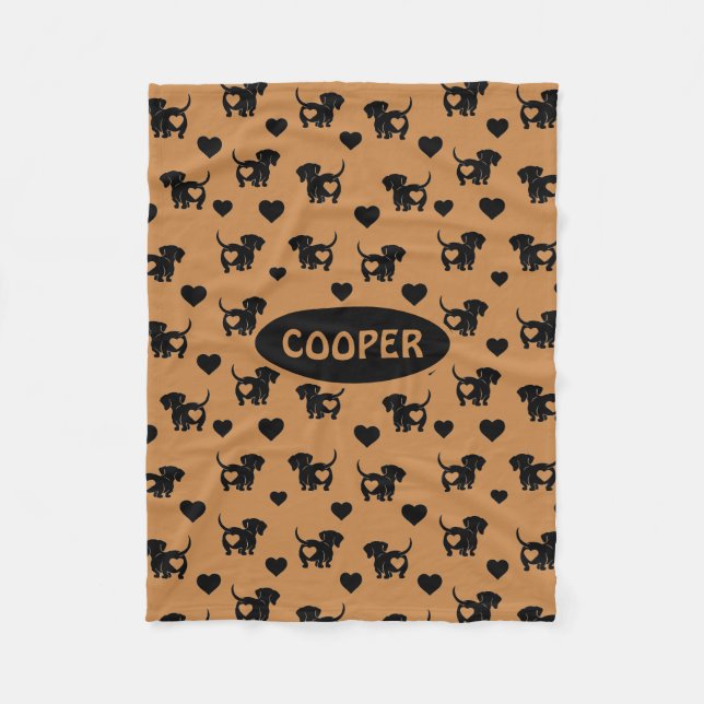 Dachshund Love Fleece Dog Blanket (Front)