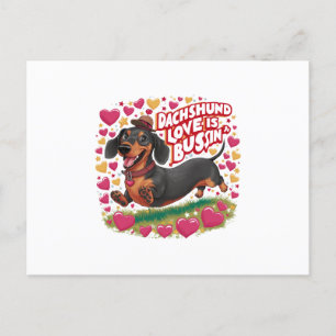 Dachshund Love Is Bussin Invitation Postcard