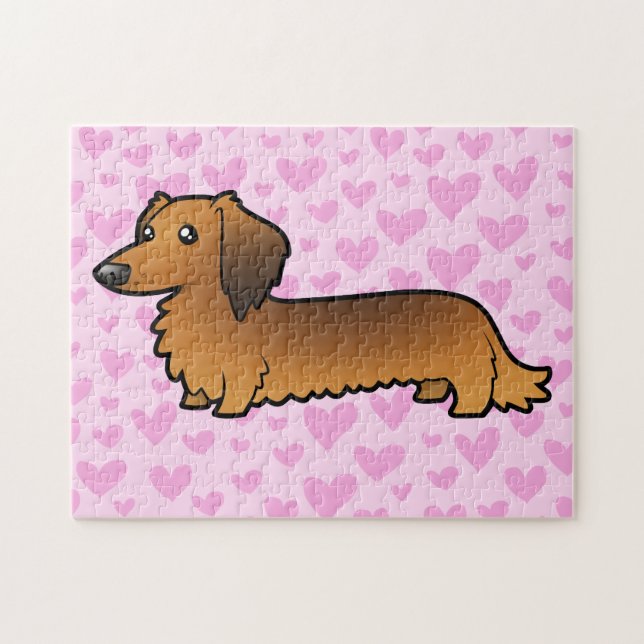 Dachshund Love (longhair) Jigsaw Puzzle (Horizontal)