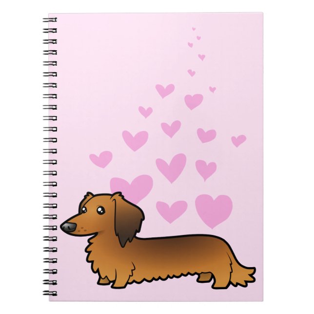 Dachshund Love (longhair) Spiral Notebook (Front)