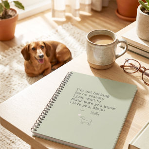 Dachshund Love Message Personalised Sage Green Notebook