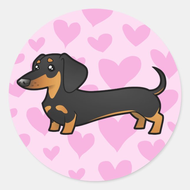 Dachshund Love (smooth coat) Classic Round Sticker (Front)
