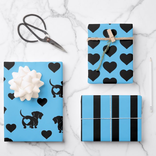 Dachshund Love Wrapping Paper Set (Front)