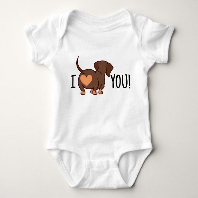 Dachshund Love You Baby Bodysuit (Front)