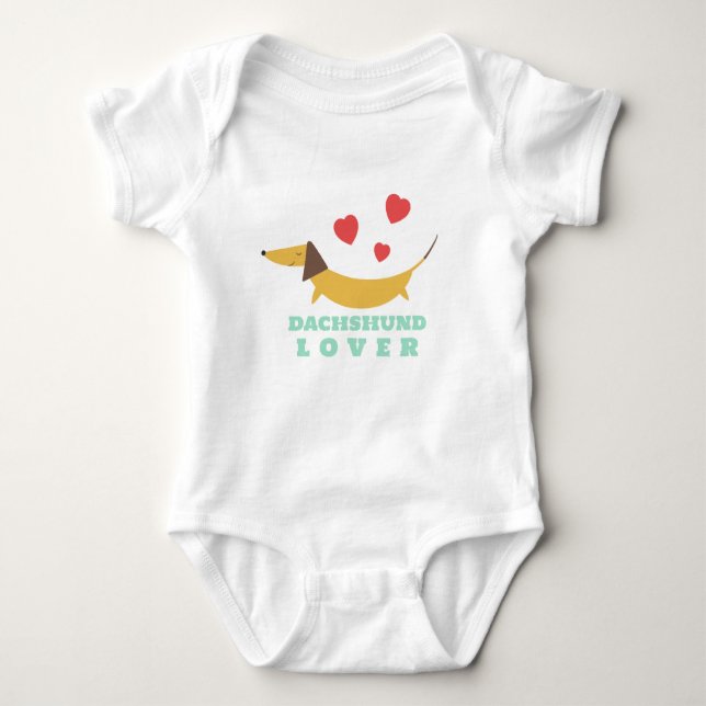 Dachshund Lover Cute Colourful Doxie Illustration Baby Bodysuit (Front)