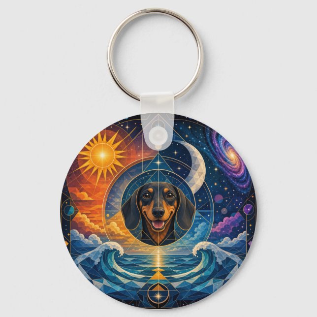 Dachshund Lover Patches. Cute Dog Patch/Badge Key Ring (Front)