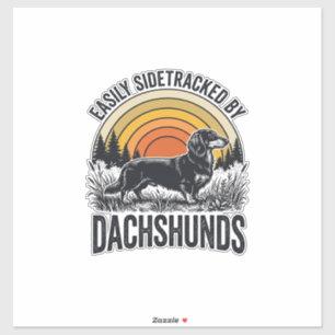 Dachshund Lover Shirt Easily Sidetracked Retro Art