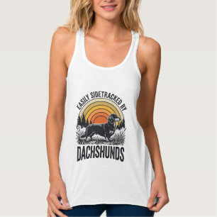Dachshund Lover Shirt Easily Sidetracked Retro Art