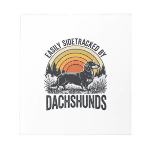 Dachshund Lover Shirt Easily Sidetracked Retro Art Notepad