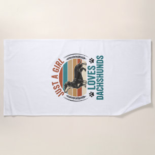 Dachshund Lover Shirt Vintage Sunset Dog Graphic_1 Beach Towel