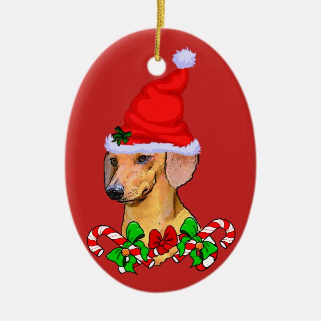 Dachshund Lovers Christmas Ceramic Tree Decoration (Front)