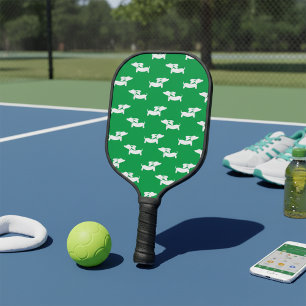 Dachshund Loving Pickleball Green Blue    Paddle