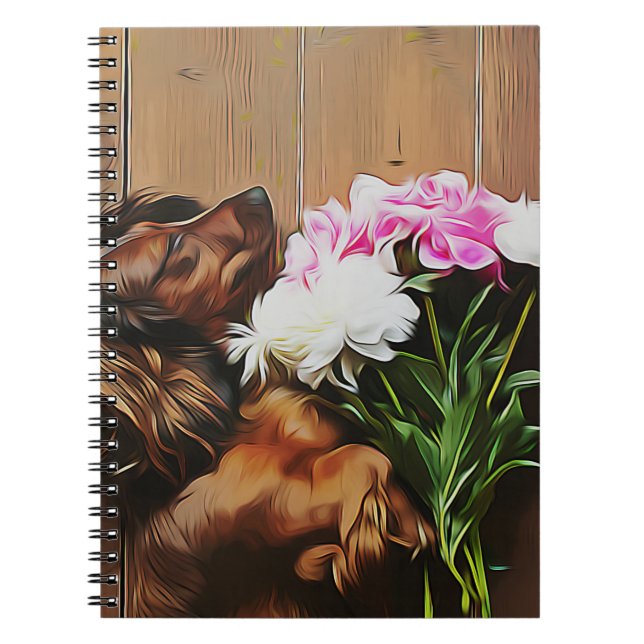 Dachshund Lying On The Wooden Floor Notebook (Front)
