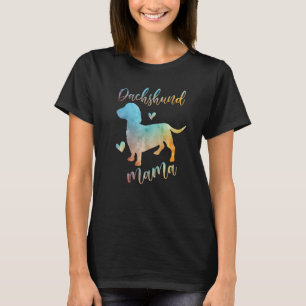 Dachshund Mama Colourful Dachshund hearts Dog Mum T-Shirt