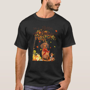 Dachshund Maple Tree Thanksgiving Day Cute Dog Fal T-Shirt
